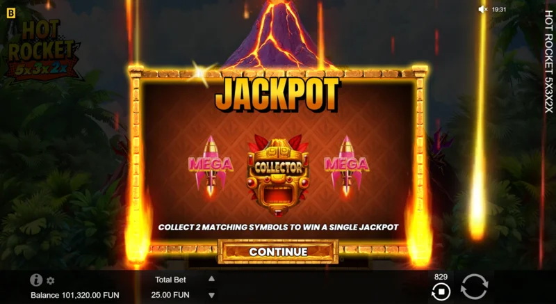 Hot Rocket 5x 3x 2x – Jackpot Spinsi käivitamine keskmes oleva raketikollektoriga